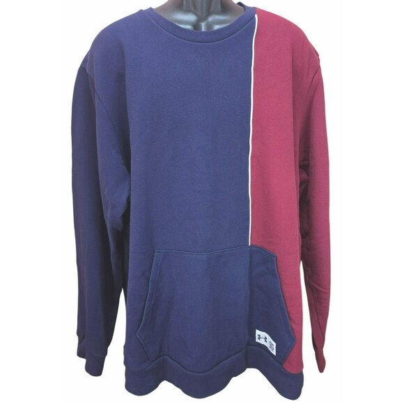 Under Armour Mens Two-Tone Navy & Red Loose Fit Sweatshirt XXL - Picture 1 of 7